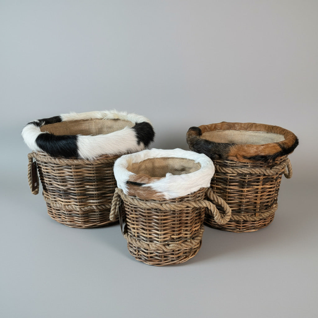 Round Rattan Storage Baskets
