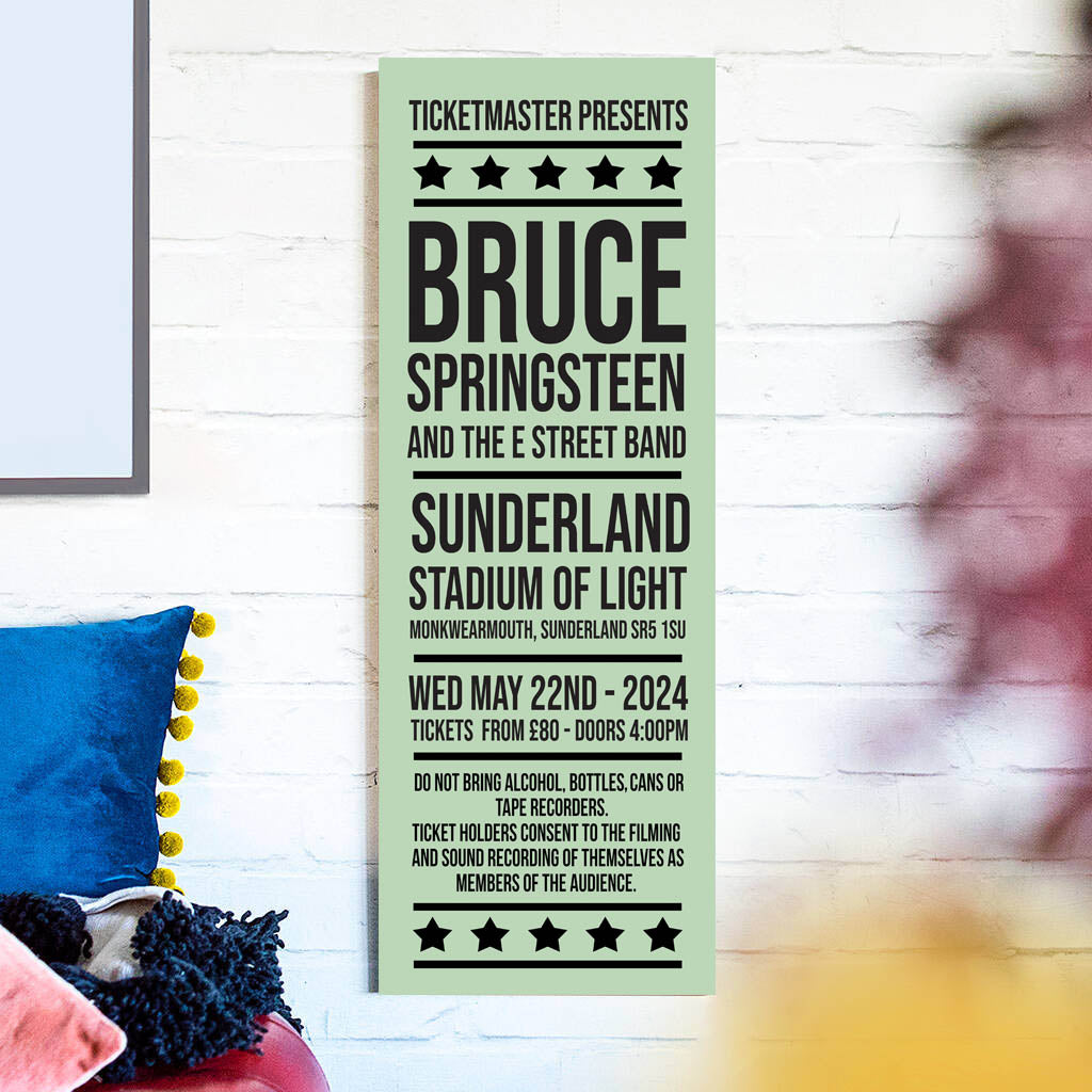 Personalised Concert Ticket Sign