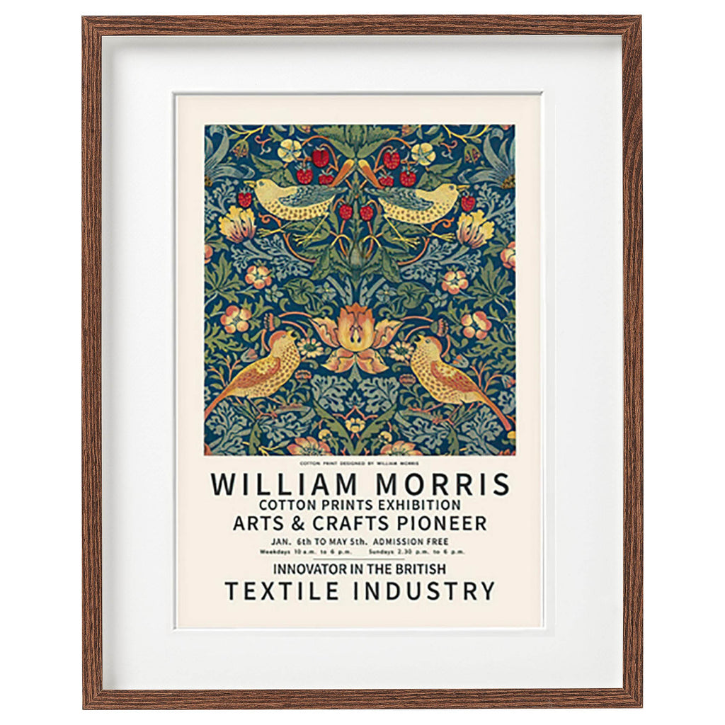Framed William Morris poster strawberry catcher.